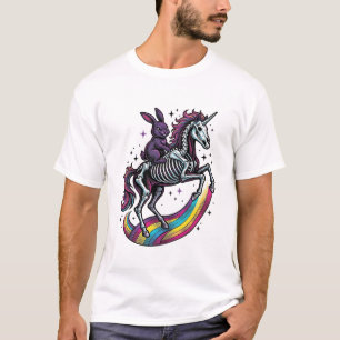 Camiseta Conejo oscuro montando un unicornio esqueleto grab