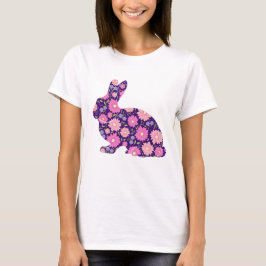 Camiseta Conejo retro rosa y flores