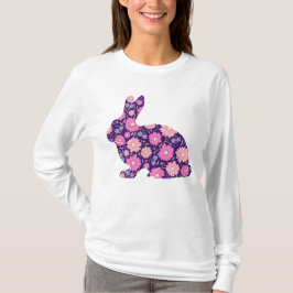 Camiseta Conejo retro rosa y flores