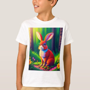 Camiseta Conejo Rojo Sentado en la Hierba