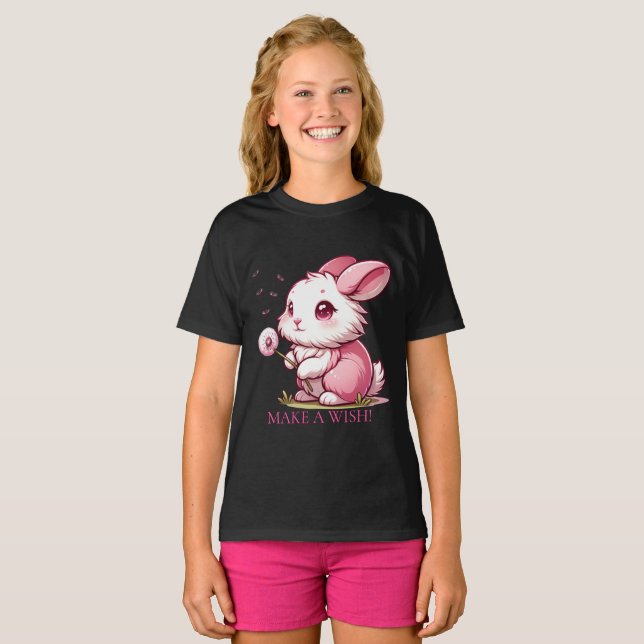 Camiseta Conejo Rosa y Deseo de Diente de León (Anverso completo)