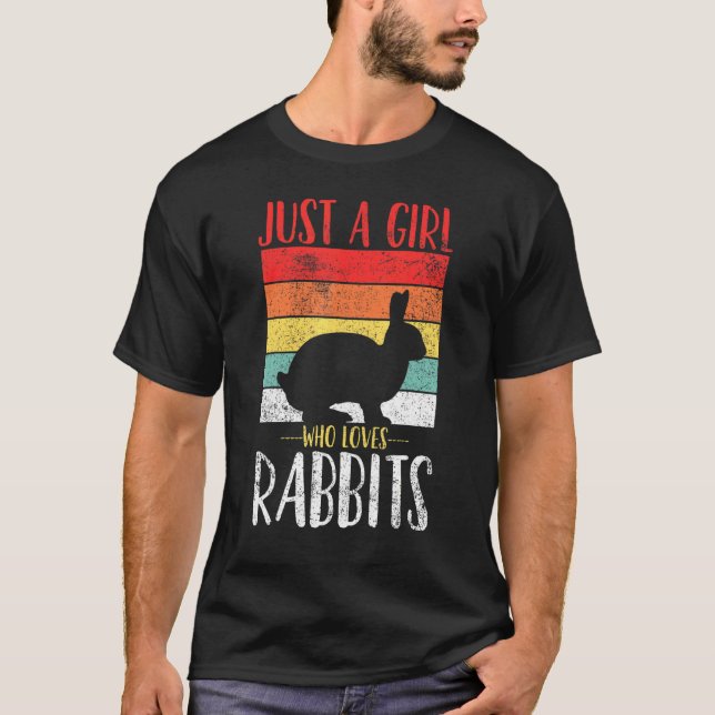 Camiseta Conejo sólo un Chica que ama a los conejos retro v (Anverso)