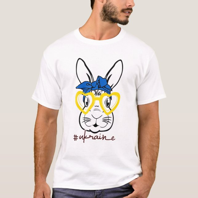 Camiseta Conejo ucraniano de pascua con bandera ucraniana c (Anverso)