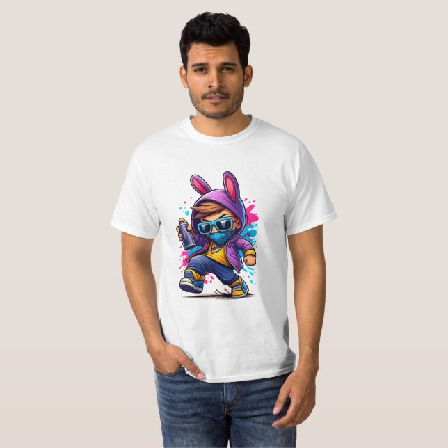 Camiseta Conejo Urbano de Graffiti Niño (Anverso completo)