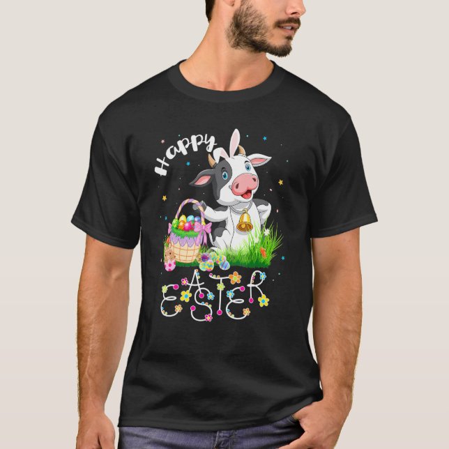 Camiseta Conejo Vaca Huevos Cesta Pascua Granjero (Anverso)
