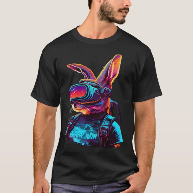 Camiseta Conejo VR Gamer En VR Headset Virtual Reality Gami (Anverso)