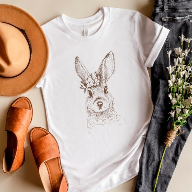 Camiseta Conejo y flores de época (Subido por el creador)
