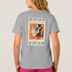 Camiseta Conejo y gato bailando musicalmente