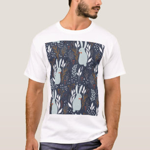 Camiseta Conejos Adorables: Patrón de bosques sin foco