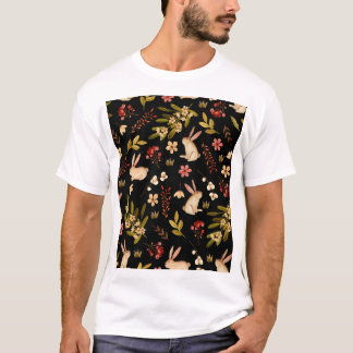 Camiseta Conejos Cutos: Patrón de acuarela dibujado a mano