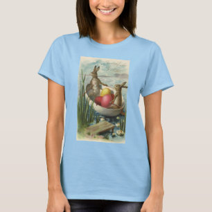 Camiseta Conejos de Pascua antiguos en un barco con huevos