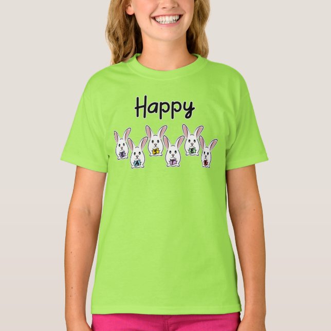 Camiseta Conejos de Pascua con Forma de Huevo (Anverso)