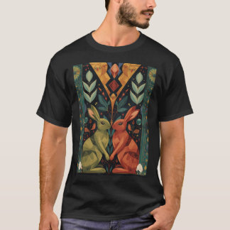 Camiseta Conejos de Pascua terrosos Art Deco