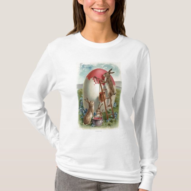 Camiseta Conejos que pintan un huevo (Anverso)