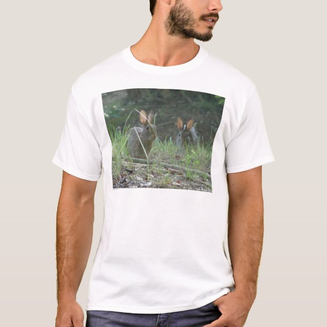 Camiseta Conejos salvajes Regalos de ropa de cola de algodó (Anverso)