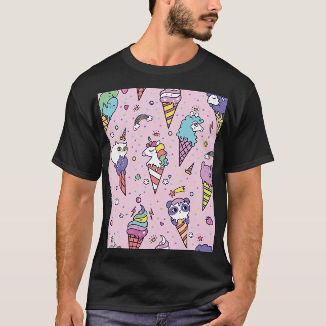 Camiseta Cones de crema de hielo de animales (Anverso)