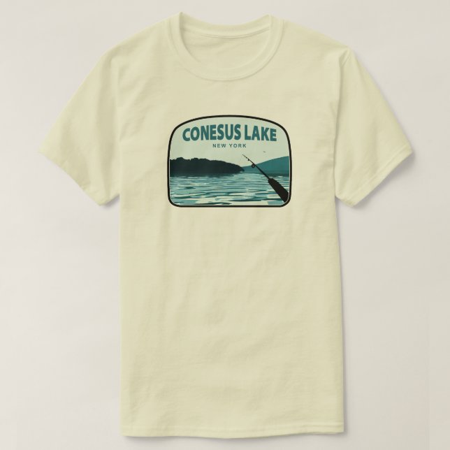 Camiseta Conesus Lake New York Fishing Rod (Diseño del anverso)