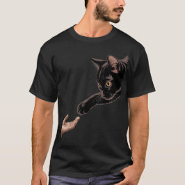 Camiseta Conexión Mínima Gato y Humano Estética Beige