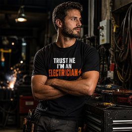 Camiseta Confía en mí soy electricista Moderno Negro