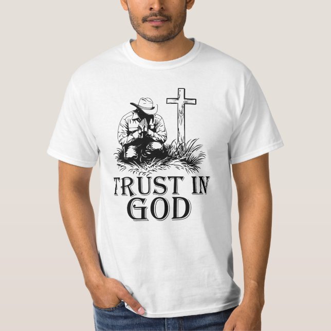 Camiseta Confiar en Dios, Vaquero (Anverso)