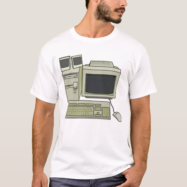 Camiseta Configuración de escritorio de computadora retro (Anverso)