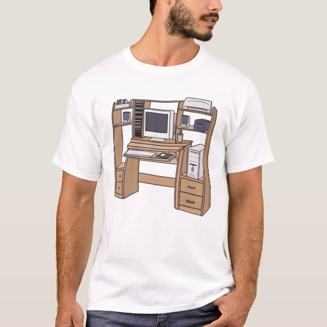 Camiseta Configuración de escritorio de computadora retro N (Anverso)