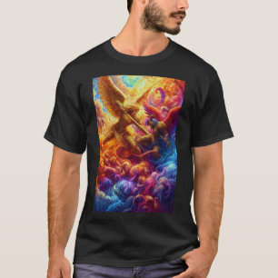 Camiseta Conflicto celestial colorido Pintura abstracta