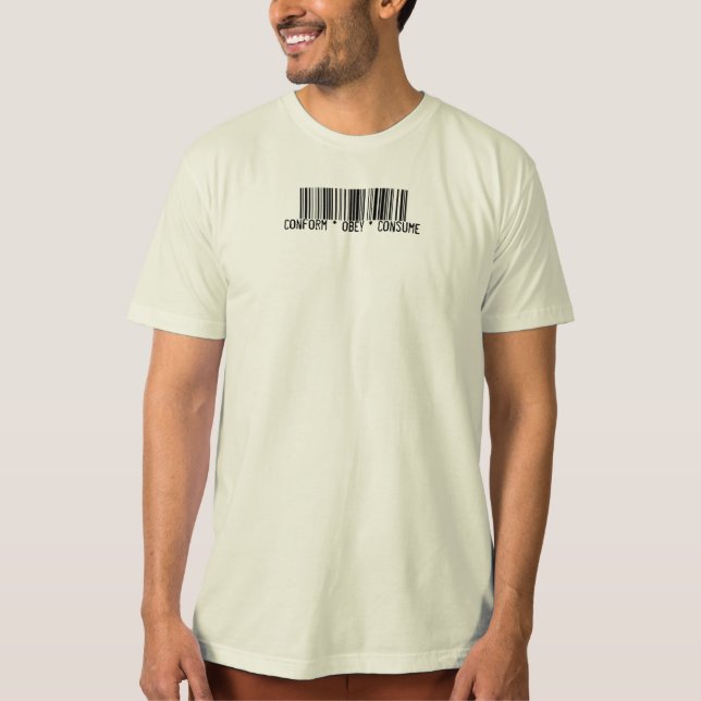 Camiseta Conforme obedecen consumen el código de barras (Anverso)