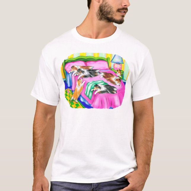 Camiseta Confort rosa Sheltie (Anverso)