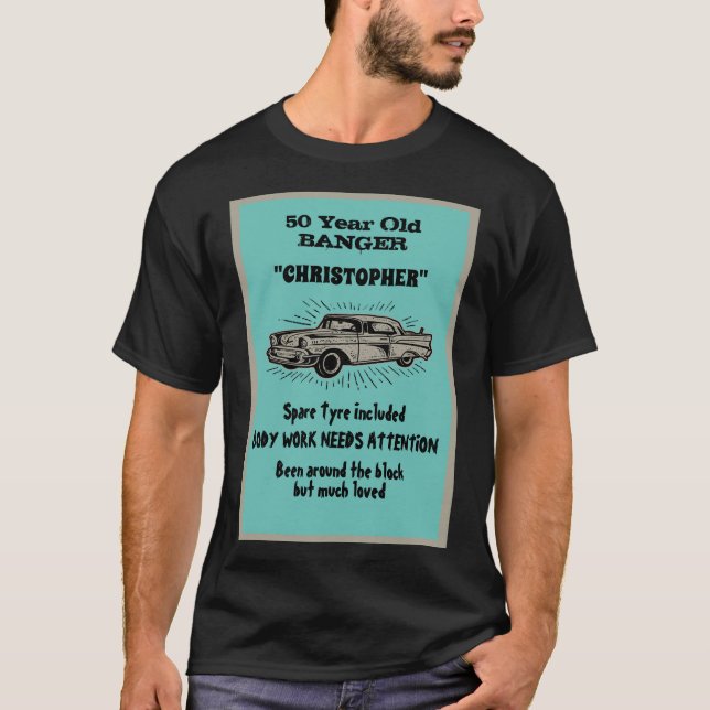Camiseta Confunción de coche vintage con Chiste de cumpleañ (Anverso)