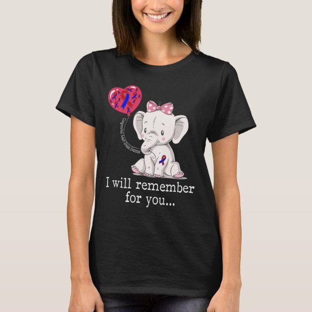 Camiseta Congenital Heart Disease Awareness Elephant  (Anverso)