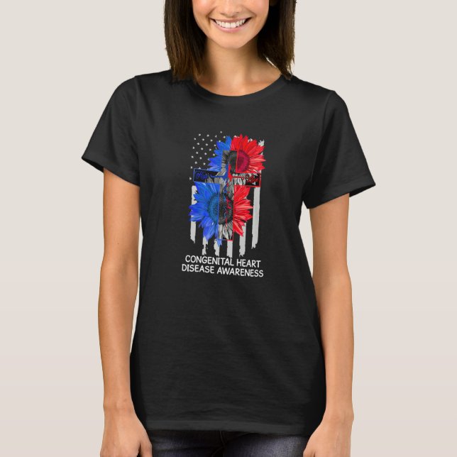 Camiseta Congenital Heart Disease Awareness US Flag Faith C (Anverso)