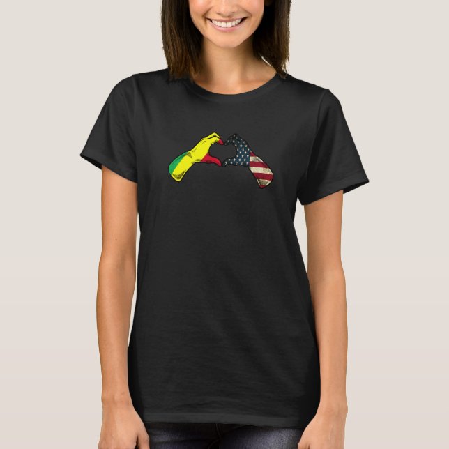 Camiseta Congo American USA Flag  USA Congolese Heart (Anverso)
