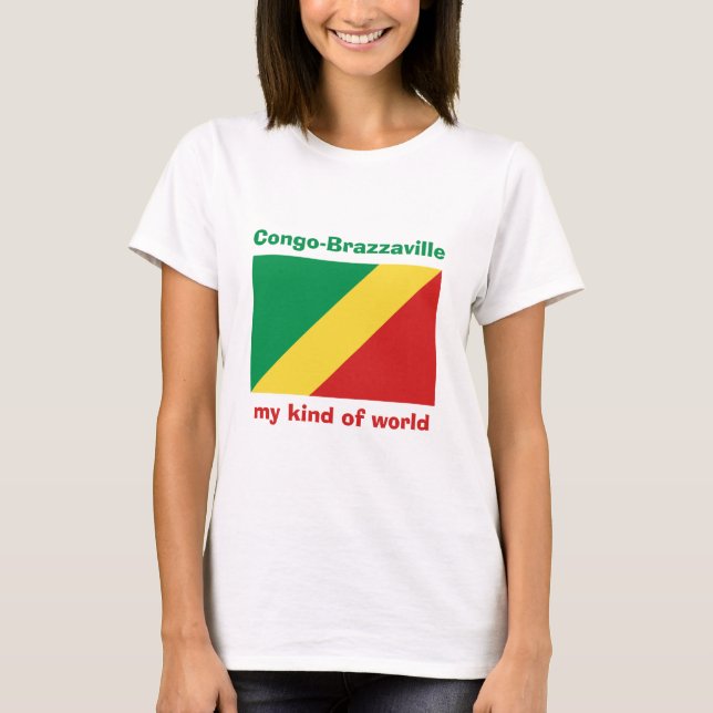 Camiseta Congo-Brazzaville Bandera + Mapa + Texto (Anverso)