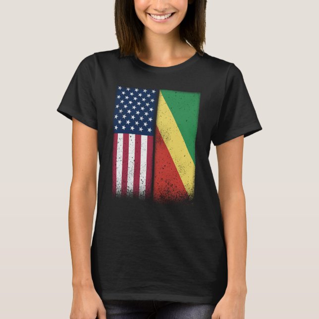 Camiseta Congo Congolese American Flags Proud USA Congo (Anverso)
