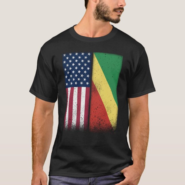 Camiseta Congo Congolese American Flags Proud USA Congo (Anverso)