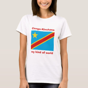 Camiseta Congo-Kinshasa Bandera + Mapa + Texto
