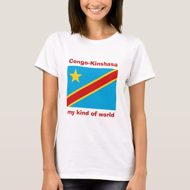 Camiseta Congo-Kinshasa Bandera + Mapa + Texto (Anverso)