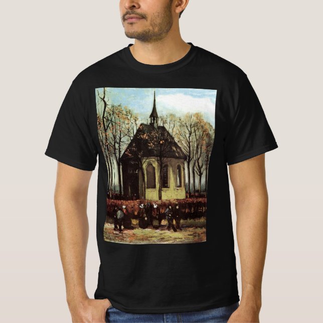 Camiseta Congregación en Church, Nuenen de Vincent van Gogh (Anverso)