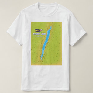 Camiseta Coniston Water, distrito de los lagos, mapa de Ing