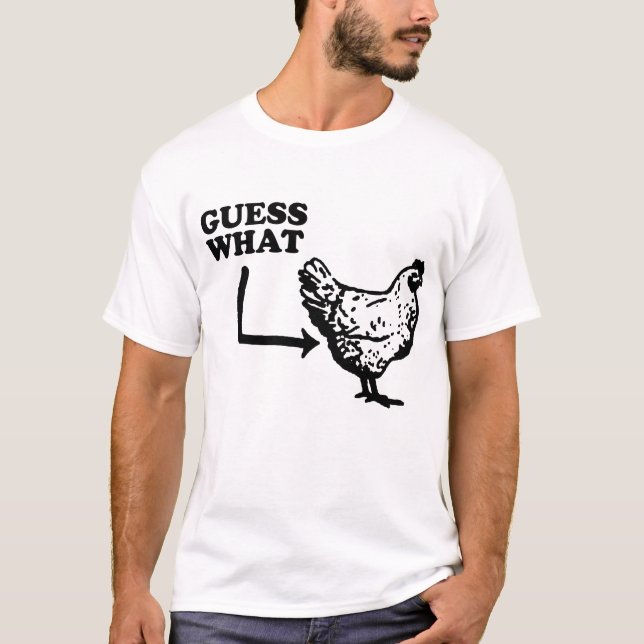 Camiseta Conjetura qué pollo divertido del extremo del (Anverso)