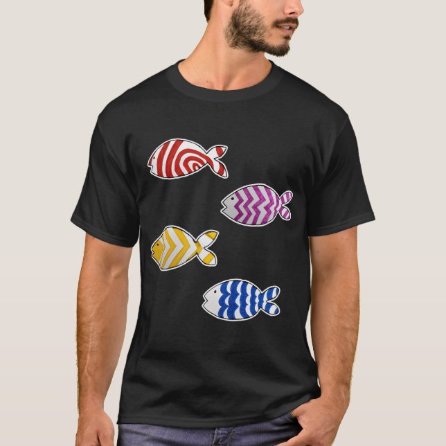Camiseta Conjunto_2 de 4 divertidas pegatinas de peces (Anverso)