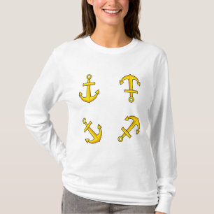 Camiseta Conjunto de anclaje de barco de oro del personaliz