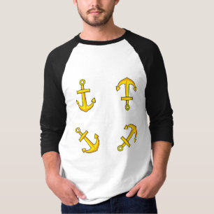 Camiseta Conjunto de anclaje de barco de oro del personaliz