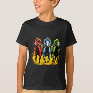 Camiseta Conjunto de carreras de caballos escena de carrera