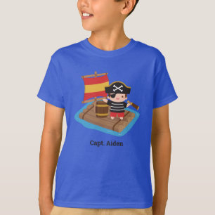 Camiseta Conjunto de niño pirata lindo que zarpa en balsa d