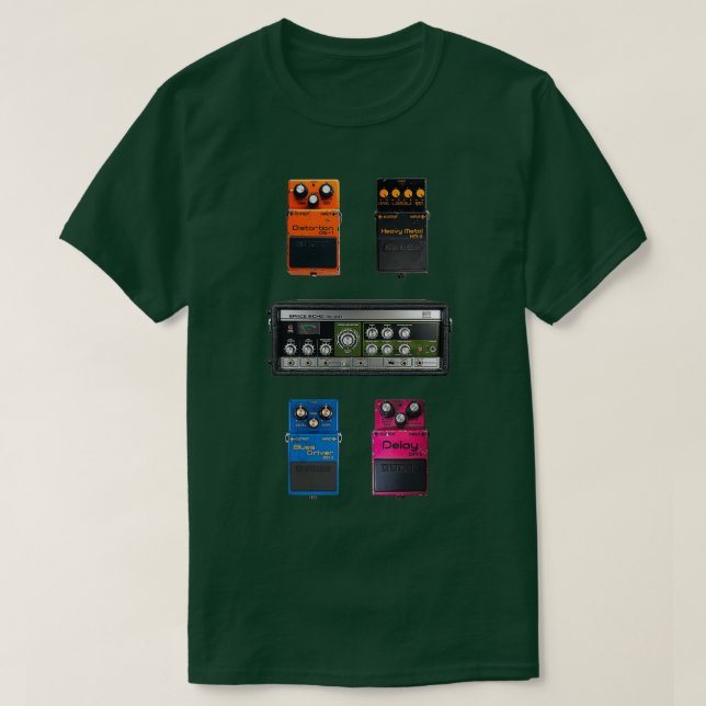 Camiseta Conjunto de pedales de guitarra de jefe de época  (Diseño del anverso)