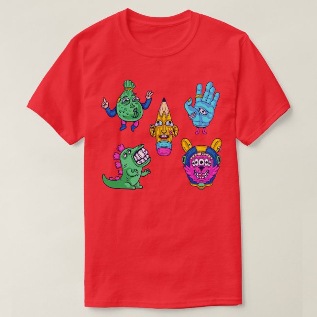 Camiseta Conjunto de Pegatinas de colores creativos (Diseño del anverso)