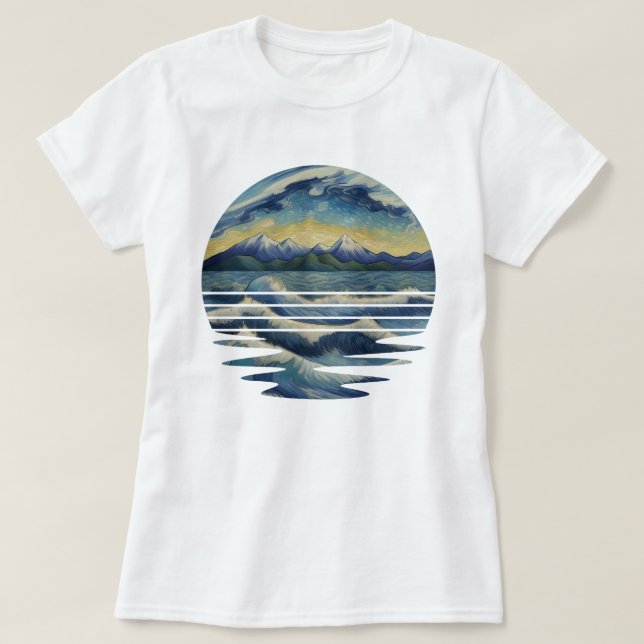 Camiseta Conjunto de pinturas al estilo de Van Gogh, un mar (Diseño del anverso)