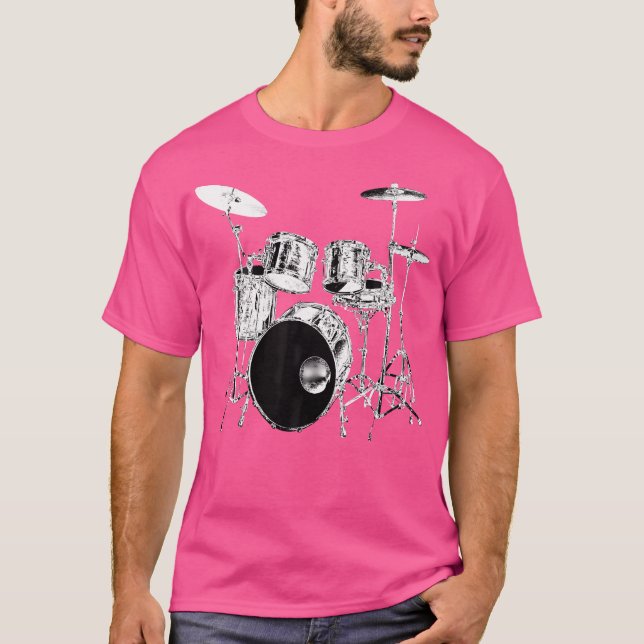 Camiseta Conjunto de tambores vintage Drummer (Anverso)